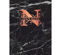 Nevaeh: Personalized Dot Grid Bullet Notebook for Women or Girls. Monogram Initial N. Black Marble & Rose Gold Cover. 8.5" x 11" 110 Pages Dotted Journal Diary Paper