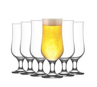LAV 6X Clear 385ml Nevakar Craft Beer Glasses - Small Tulip Shaped Lager Ale Cider Drinking Half Pint Glass Goblet Cup Set with Stem
