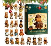 Nevalerra Advent of Capybara | Cute Acrylic Pendants 2D, Capibara For Christmas Tree With 24 Days Back,For Car Rearview Mirror Christmas Party Decoration Ledge Knob