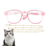 Nevalerra Cat Dog Eye Glasses, Cat Glasses with Chain, Funny Pet Cat Cosplay Eye Glasses - Puppy with a Weight of up to 15 Pounds Dress-up Photo Props Head Food Toy for the