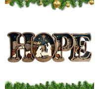 Nevalerra Christmas Nativity Scene Lamp | 3D Wooden Letters HOPE Home Decor - Christian Christmas Decorations for Home Office Bedroom Desk Church Apartment Party