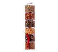 Nevalerra Clear Stackable Jars - 13.7x2.95x2.95in Seasoning Storage 6 Pieces, Condiment Pot Set, Countertop Cabinet Pantry Outdoor Barbecue Grilling | Indoor Cooking Camping Sugar Pepper Salt Reusable