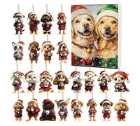 Nevalerra Countdown Calendar, 2025 Cute Dog 2D Decoration, Advent, Reusable Christmas Calendar with Animal Figures, for Table, Living Room, Bedroom, Window, Door, Fireplace, Kitchen