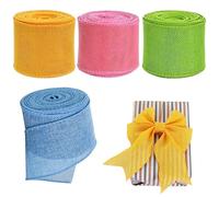 Nevalerra Easter Band Roll, Easter Band with Wire Edge | 4 Rolls Pastel Easter Spring Band | Easter Canda for DIY Crafts Single Colour 200 x 5 cm for Kings
