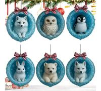 Nevalerra Jewellery for the Christmas tree - 2D acrylic double-sided printed flat pendant, cute decoration in animal shape, for family and friends, for indoor and outdoor use, for window, table