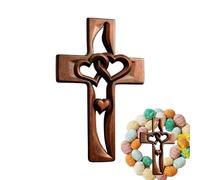 Nevalerra Marriage Cross - Hand-Carved Study Decoration | Hand-Carved Wood Crucifix - for Spouses Newlyweds Friends Family Valentine's Day Home Apartment Entryway Bedroom Study Dining Room