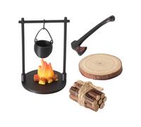 Nevalerra Miniature Campfire Toy, Home Accessories, Mini Wood Burner and Teapot Decorative Statuettes | for Home Garden Indoor Outdoor Decor