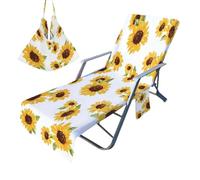 Nevalerra Sun Lounger Cover, Quick Drying Absorbent Non-Slip 210 x 74 cm, Beach Towel with Side Pockets, for Outdoor Patio Garden Lawn Yard Hotel Beach Tan