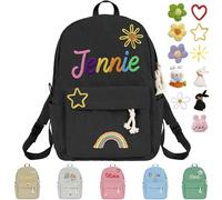 Nevaou Personalized Custom Name Backpack Monogram Embroidered Black Study and Travel