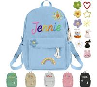 Nevaou Personalized Custom Name Backpack Monogram Embroidered Blue Study and Travel