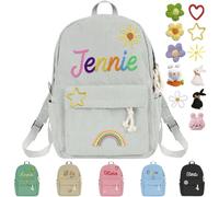 Nevaou Personalized Custom Name Backpack Monogram Embroidered White Study and Travel