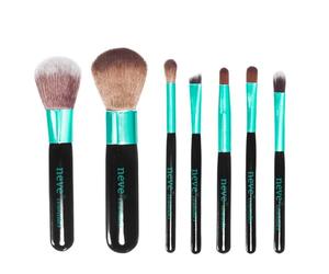 Neve Cosmetics Travel Brush Set in Handy Cosmetic Bag with Zip Pouch | "Aqua Makeup"