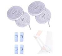 Neveance Elastic Laces for Trainers, 2 Pairs No Tie Shoe Laces Adult - 8mm Wide Flat Elastic Shoe Laces with Quick Lock Buckle, White Trainer Laces for Sneakers Boots Kids & Seniors