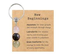 Neveance New Beginnings Gifts, 1Pc Crystal Keyring with Healing Stones - Good Luck Charm for Women and Men, Inspirational Keychain Gift for New Job, Uni, Recovery or Emotional Wellbeing