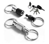 Neveance Quick Release Keyring, 2 Pack Detachable Keychain with Dual Split Rings - Heavy Duty Aluminum Alloy Quick Release Keychain Keyring for Men, Car Keyring for Bag Belt Purse (Black & Silver)