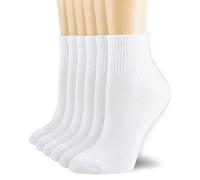 NevEND 6 Pairs Women's Men's Running Sports Ankle Cotton Athletic with Thick Cushioned Performance Breathable Socks, White, 10.5-13