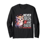 Never Argue with A Short Girl Who Has an 'A',Cute Owl Design Long Sleeve T-Shirt