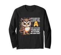 Never Argue with A Short Girl Who Has an 'A',Cute Owl Design Long Sleeve T-Shirt