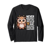 Never Argue with A Short Girl Who Has an 'A',Cute Owl Design Long Sleeve T-Shirt