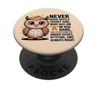 Never Argue With A Short Girl Who Has An 'A',Cute Owl Design PopSockets Adhesive PopGrip