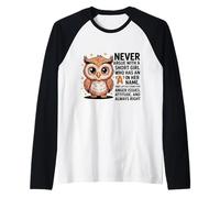 Never Argue with A Short Girl Who Has an 'A',Cute Owl Design Raglan Baseball Tee