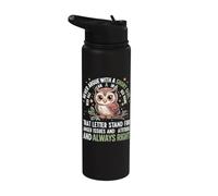 Never Argue with A Short Girl Who Has an 'A',Cute Owl Design Stainless Steel Insulated Water Bottle