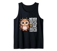 Never Argue with A Short Girl Who Has an 'A',Cute Owl Design Tank Top