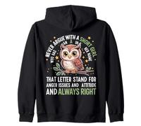 Never Argue With A Short Girl Who Has An 'A',Cute Owl Design Zip Hoodie
