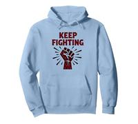 Never Back Down Fight Fist Motivational Protest Slogan Pullover Hoodie, Adult Unisex, Dusty Blue, Small