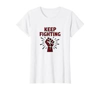 Never Back Down Fight Fist Motivational Protest Slogan T-Shirt, Women, White, XXL