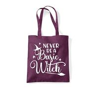 Never Be A Basic Witch Statement cotton tote shopping bag - Plum