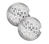 Never Been A Natural - Car Coaster Set: Mirrorball Decor, Music-Inspired Mirrored Acrylic Car Coasters, Girly Car Accessory, Gift For Her