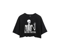 Never Better Skeleton Crop Tops-Squad Goals Gym Tank, Soft Stretch Cotton Workout for Strength Training, Black, L