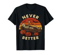 Never Better Skull Skeleton in The Coffin Vintage Halloween T-Shirt