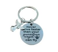 Never Drive Faster Than Your Guardian Angel Can Fly Metal Keyring - great gift for that new driver or any loved one.