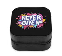 Never Ever Give Up Leather Jewelry Box Jewelry Organizer Boxes Mini Storage Case for Women Travel Gift