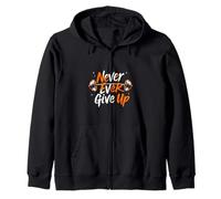 Never Ever Give Up Motivational Typography Zip Hoodie