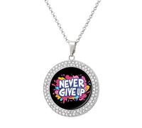 Never Ever Give Up Multicolored Diamond Necklace Dainty Round Pendants Jewelry for Women Silver-style