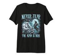 Never Fear The Alpha is Here Cool Funny Alpha Wolf Meme Men Premium T-Shirt