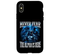 Never Fear The Alpha is Here Unhinged Iconic Wolf Meme Men Case for iPhone X/XS