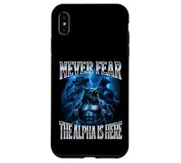 Never Fear The Alpha is Here Unhinged Iconic Wolf Meme Men Case for iPhone XS Max