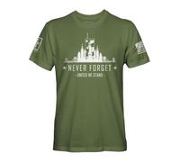Never Forget 9 11 Memorial Men's Patriotic T-Shirt, Military Green - Shirt, 3XL