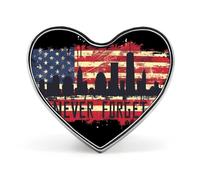 Never Forget 911 Patriotic American Flag Funny Lapel Pins Heart Button Brooch Badge Pin Hat Clothes Bag Jewelry for Men Women