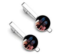 Never Forget 911 Tie Clips for Men Shirt Necktie Bar Pinch Mens Suit Tie Accessories Silver Tack Pins Cufflinks