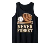 Never Forget Baseball Vintage Glove Bat Ball Tank Top