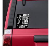 Never Forget Charlie Kirk 1993-2025 Sticker,Justice for Charlie Kirk Stickers,Silenced Not Forgotten in Loving Memory C-Harlie Truck Sticker for Car Truck Windows