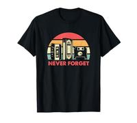 Never Forget Cool Retro Floppy Disk VHS and Cassette Tapes T-Shirt