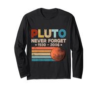 Never Forget Pluto Funny Science Retro Astronomy Space Long Sleeve T-Shirt