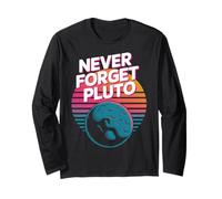 Never Forget Pluto Retro Sunset Science Long Sleeve T-Shirt