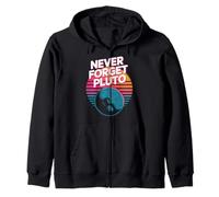 Never Forget Pluto Retro Sunset Science Zip Hoodie